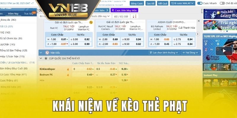 Khái niệm về kèo thẻ phạt